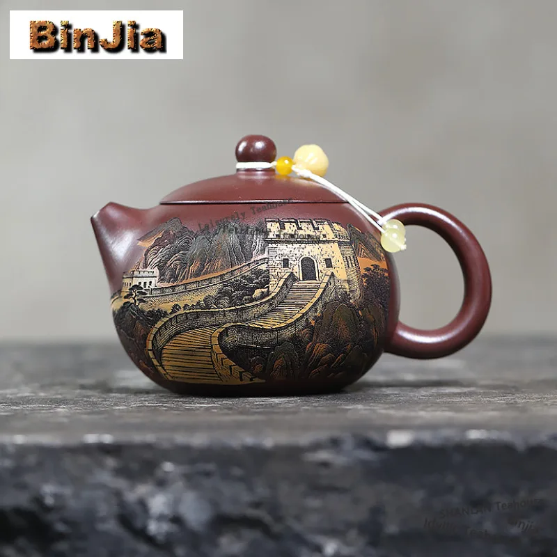 

350 мл Роскошные чайники Исин из фиолетовой глины Художники Горшок ручной работы Сиши Сырой руд Фиолетовый грязевой чайник для замачивания Китайский чайный сервиз Zisha