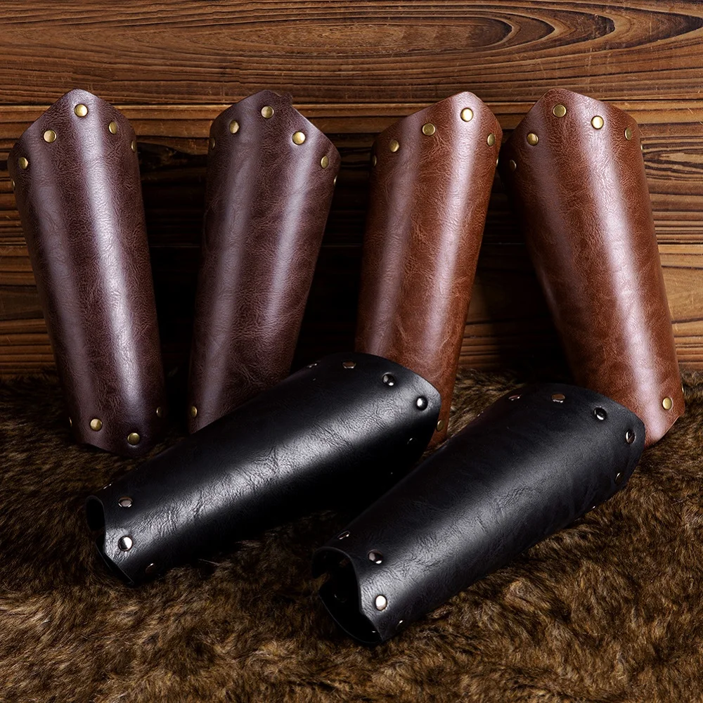 Męskie Średniowieczne Cosplayowe Nakładki na Ręce ze Skóry PU, Sznurowane, Wikingowie, Piraci, Rycerze, Rękawice, Ochraniacze na Nadgarstki, Bransoletki, Akcesoria Steam Punk