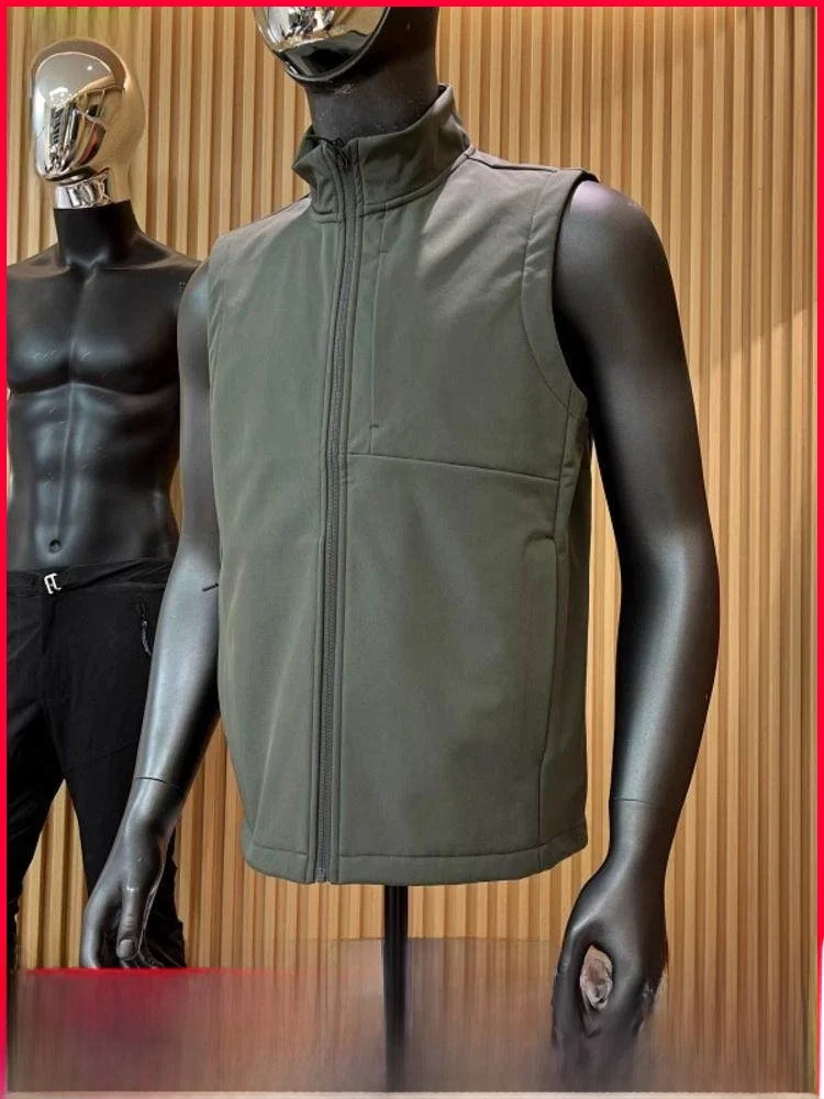 

Уличный дышащий водонепроницаемый мужской жилет с воротником-стойкой на подкладке, осень-зима, универсальный деловой повседневный жилет на молнии с подставкой