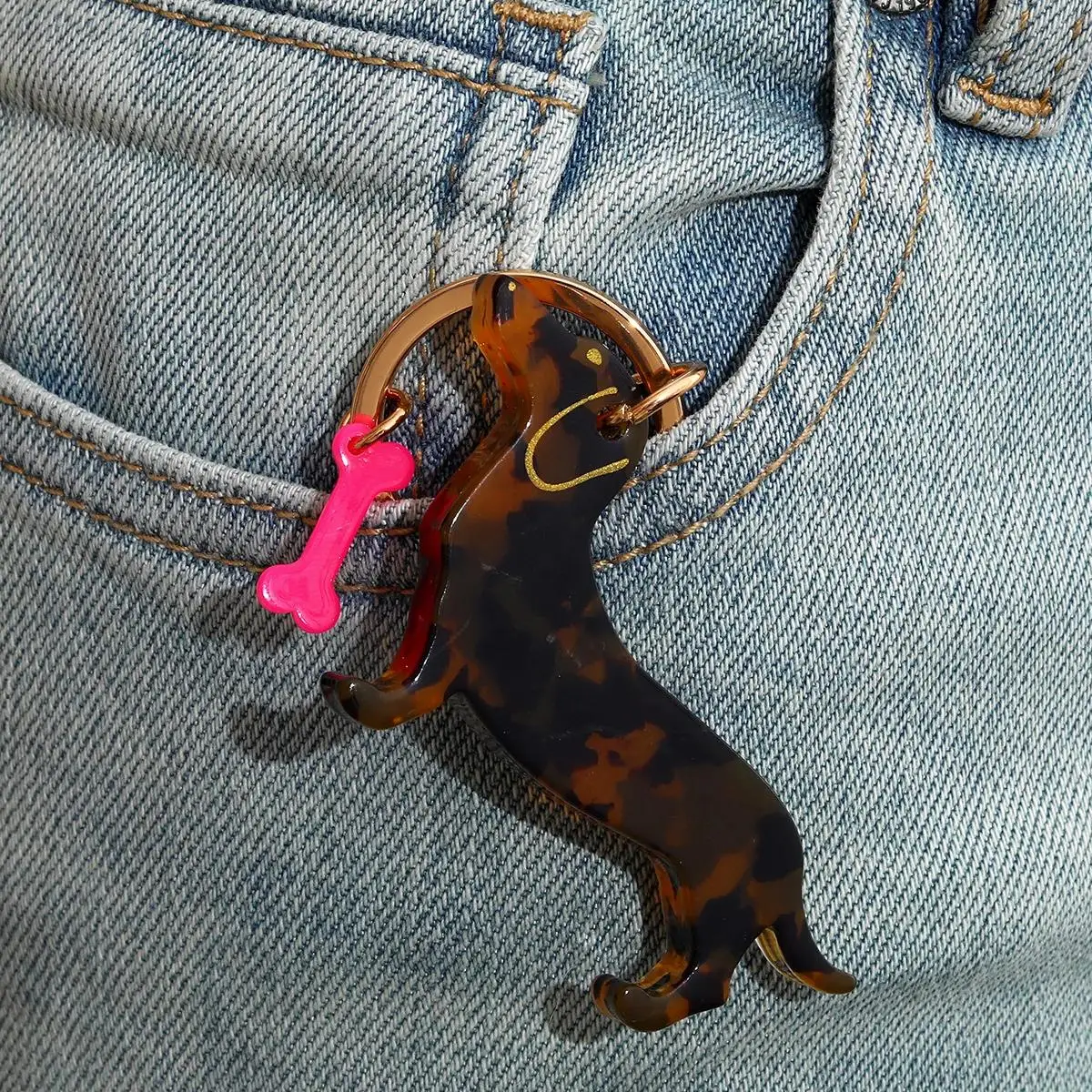 1Pc Personalized Black Dog Keychain New Creative Dog Keychain Key Ring Pendant Bag Car Key Wallet Keychain Accessories
