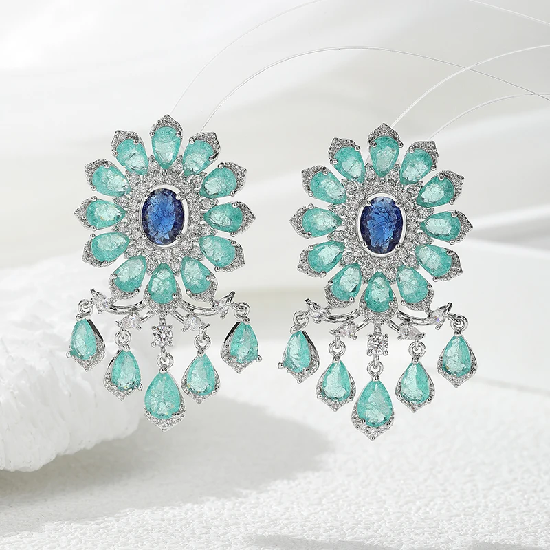 

SENYU New Luxury Design CZ Flower Drop Earring for Women Pave High Quality Cubic Zirconia Jewelry Fashion Dubai Bride Earrings