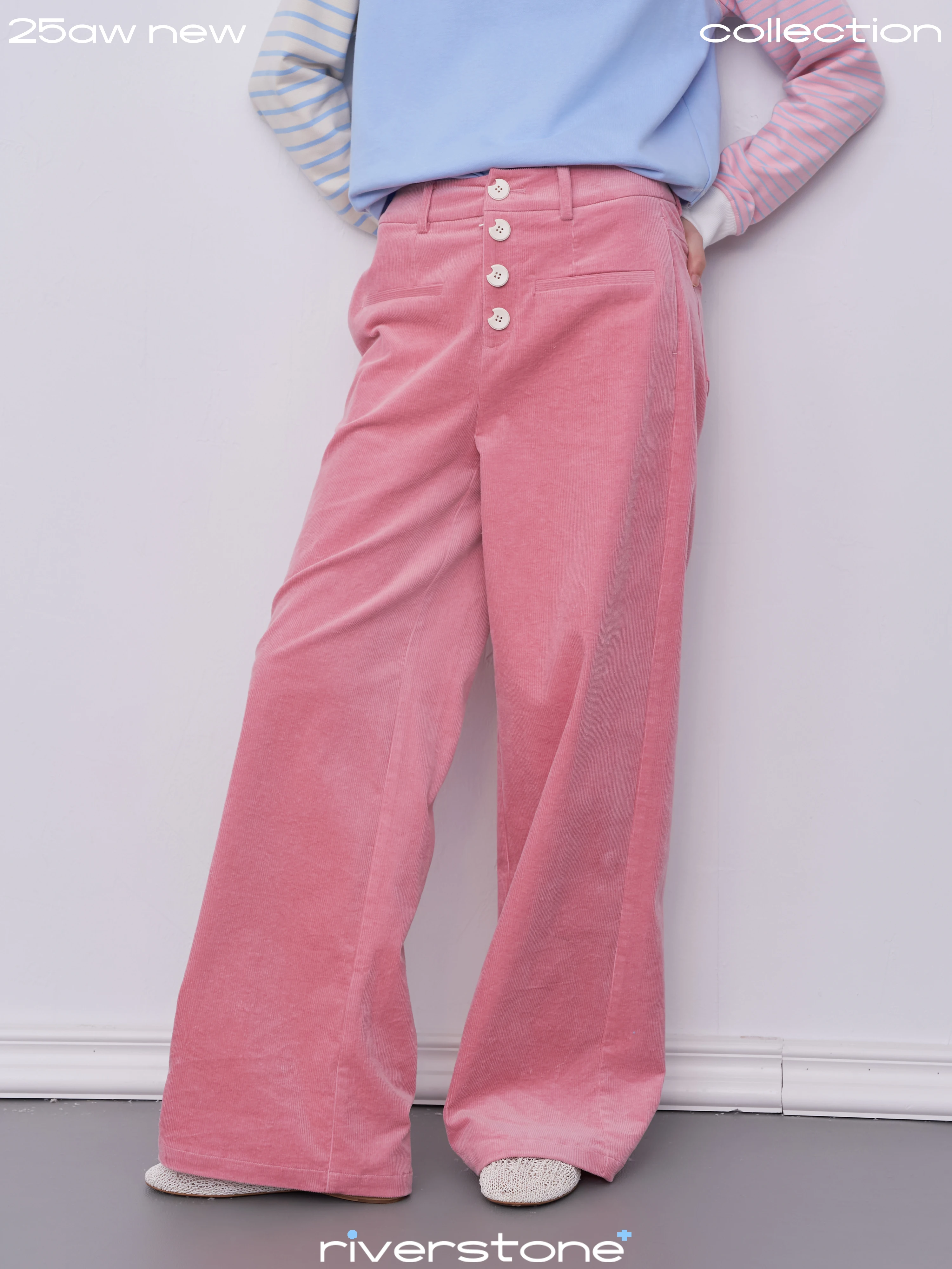 Riverstone plus Thickened Corduroy Wide Leg Pants Women's Casual Straight Cut Winter Fashionable Versatile Warm Trousers