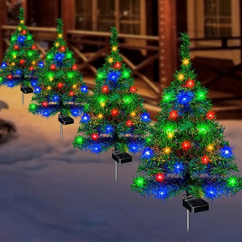 

4-Pack Regular Solar Christmas Tree, Outdoor Holiday Christmas Tree Decoration Solar Lights - IP65 Waterproof Christmas Tree