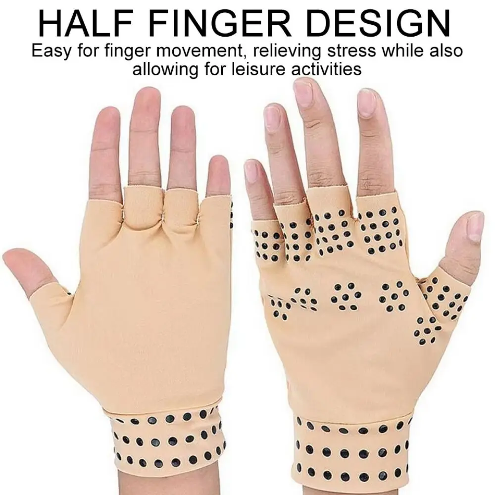 

Arthritis Joint Magnetic Gloves Elastic Anti-UV Arthritis Gloves Comfortable Exposed Finger Cycling Driving Gloves