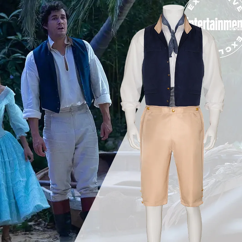 

Movie Prince Cosplay Eric Costume Men's White Top Pants and Vest Suit Halloween Party Outfits with Tie