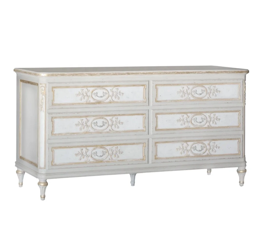 

* Modern French Style Solid Wood Bedroom Furniture Set 6-Drawer Dresser with Excellent Storage Features