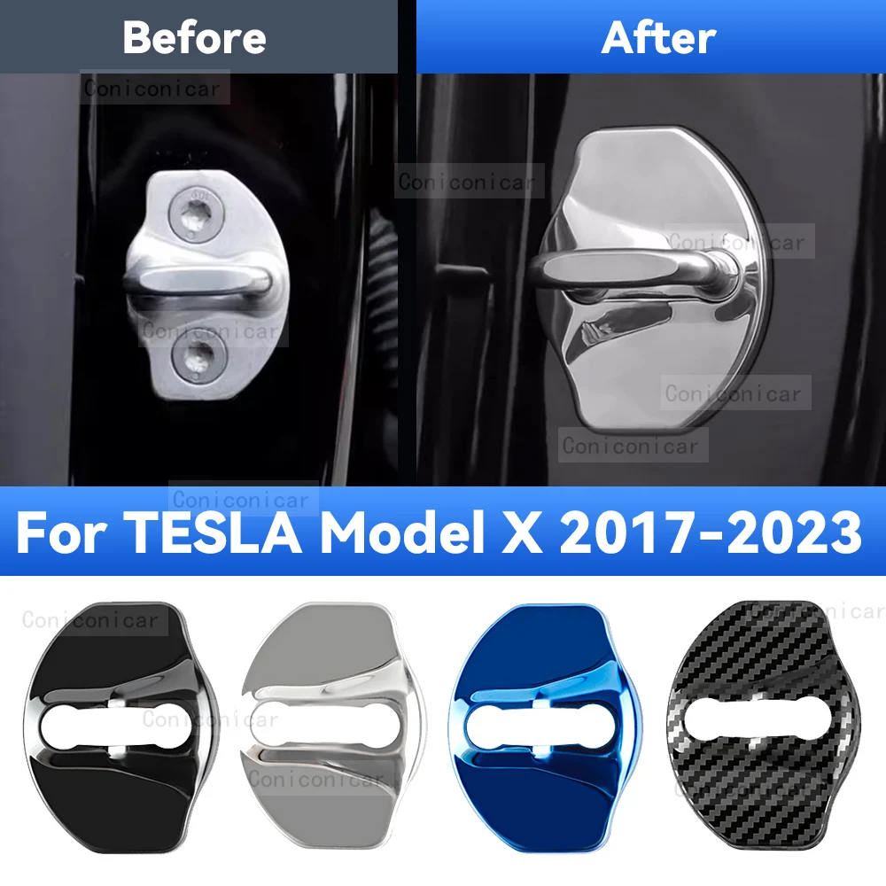 Osłona zabezpieczenie zamka drzwi samochodu ze stali nierdzewnej do modelu TESLA X 2017-2023 zabezpiecza klamrę przed rdzą akcesoria dekoracyjne