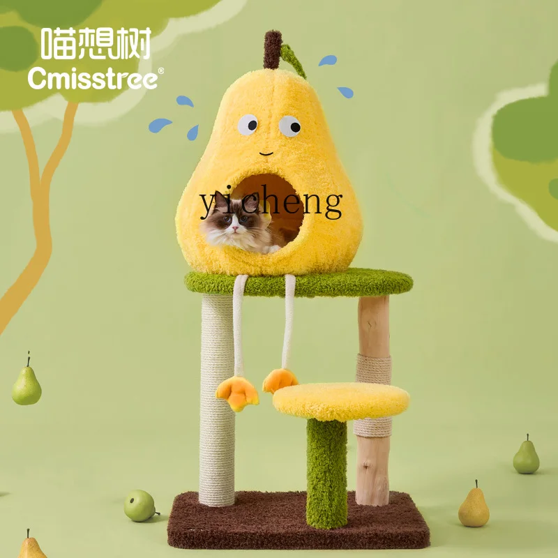 

FY No Duck Pear Solid Wood Cat House Integrated Cat Tree Climbing Frame Fruit Series