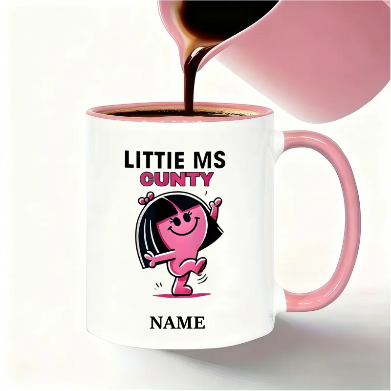 Customizable Name Mug - Playful Pink Cartoon Character, Dishwasher Safe - Perfect Birthday & Holiday Gift Idea