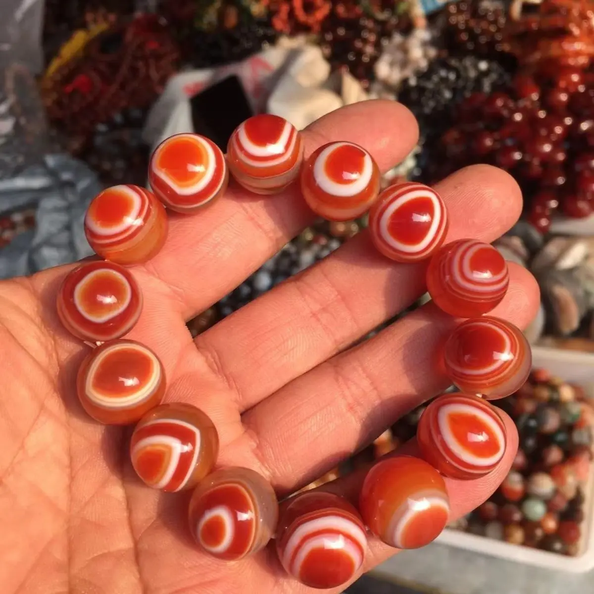 

16mm Natural Agate Bracelet Men Women Healing Gemstone Fine Jewelry Genuine Red Agate Stone Eye Beads Bracelets