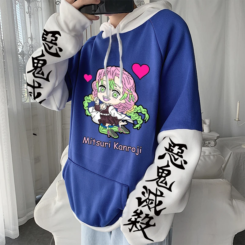 Anime Demon Slayer Bluzy Kimetsu no Yaiba Kawaii Mitsuri Kanroji Cartoon Sweatshirt Harajuku Unisex Winter Plus Size Hoodies