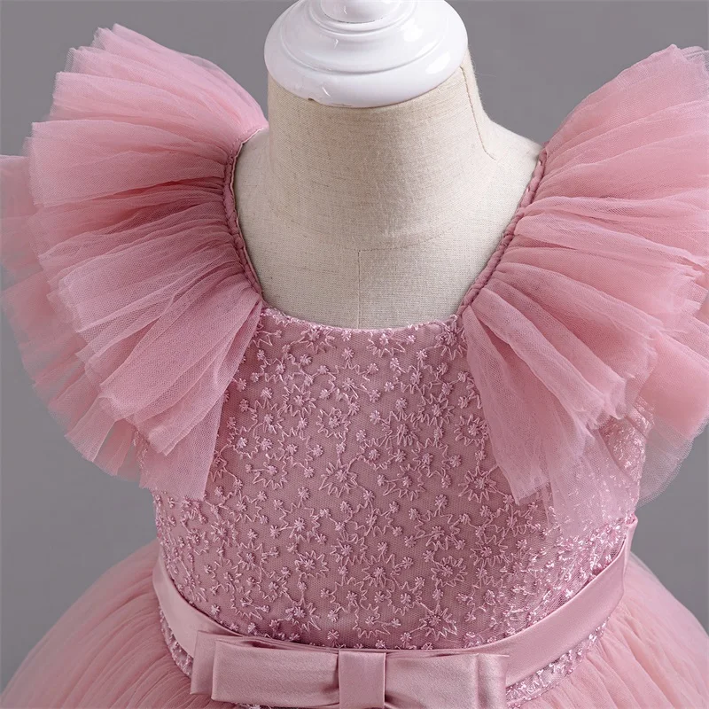 Vestido de princesa para niñas de 3 a 8 años, elegante vestido Formal de noche para niñas, vestido negro de fiesta de cumpleaños, boda, tela blanca