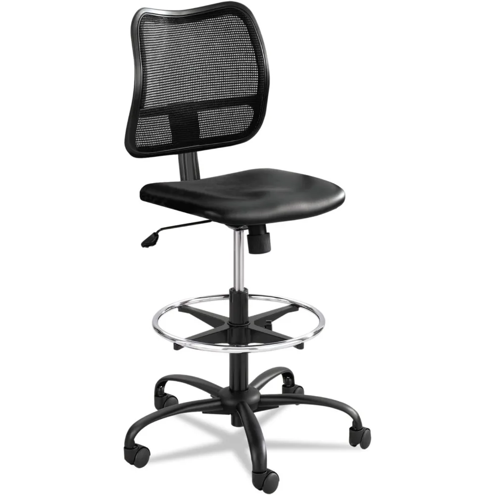 

Стул на колесиках, расширенная высота, черная виниловая сетка, регулируемая высота, поддерживающая спинка и эргономичный дизайн, грузоподъемность 250 фунтов, бл.