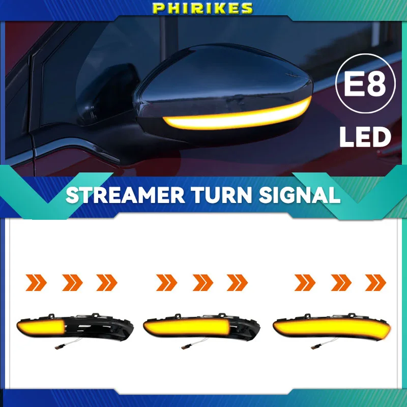 2Pcs for Peugeot 208 2008 2012 2013 2014 2015 2016 2017 2018 2019 2020 Citroen C3 Dynamic LED Side Mirror Blinker Flowing Light