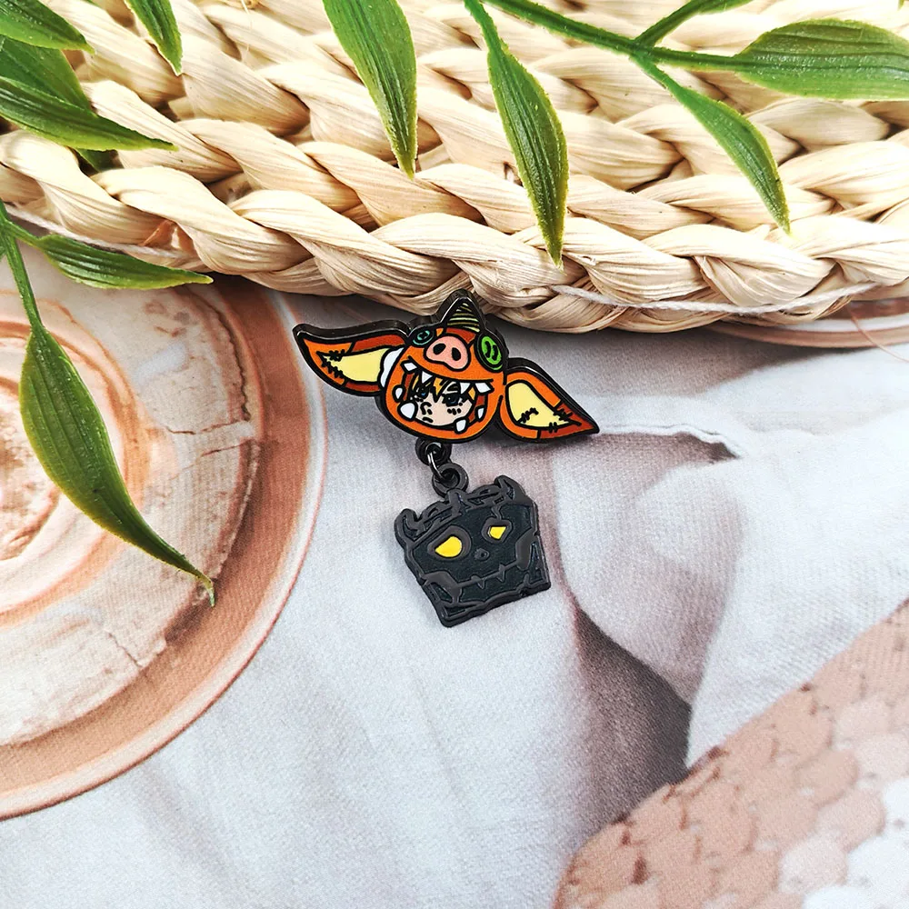 Pig Head Mask Skull Brooch Classic Game Peripheral Badge Cartoon Game Character Pendant Enamel Pin Fan Collection Decoration