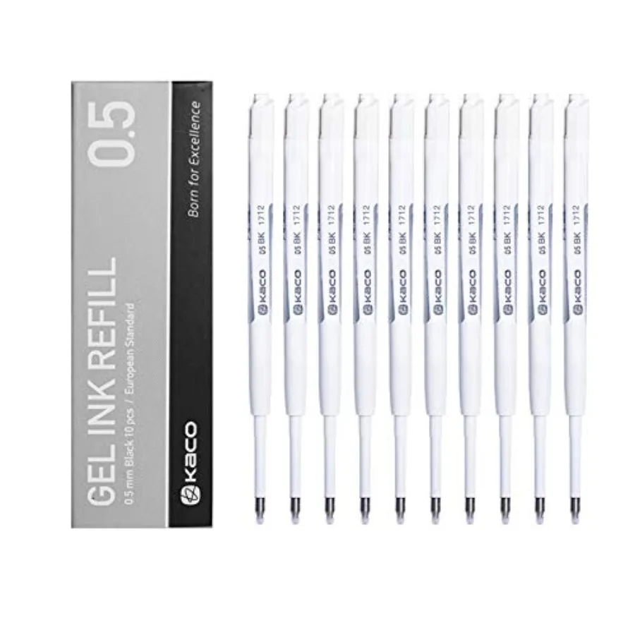 

Kaco G2 Gel Ink Refills for Retractable Gel Pens Fine Point 0.5mm Pack of 10 (Black)