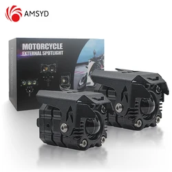 2pcs Motorcycle Spotlight Headlight LED Lens Hi/Low Beam Driving Spot Fog Lights Auxiliary light For Motorbike Off-road