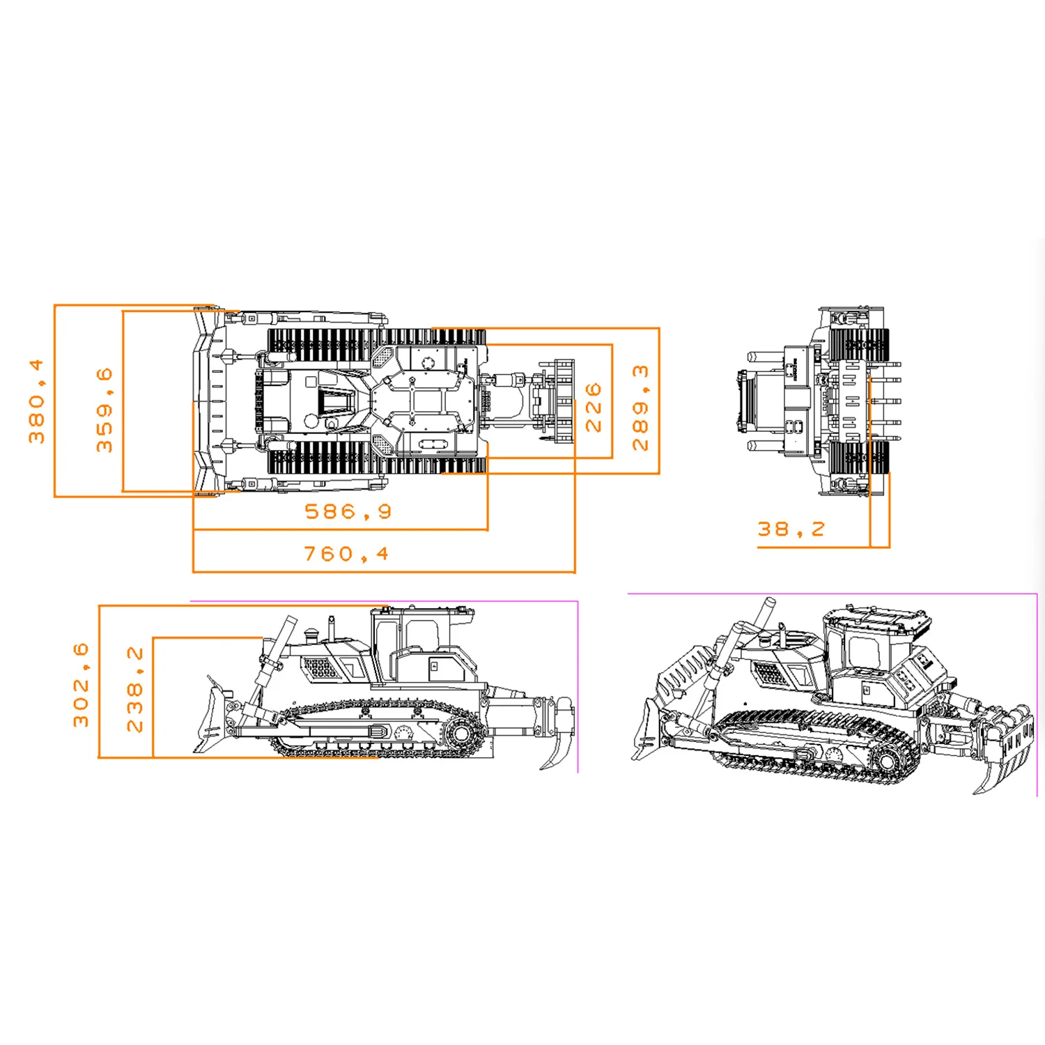 

1/12 New D155 TOUCAAN HOBBY RC Bulldozer Giant Remote Control Dozer 7CH Valve Brushless Motor Construction Vehicle Models Toy