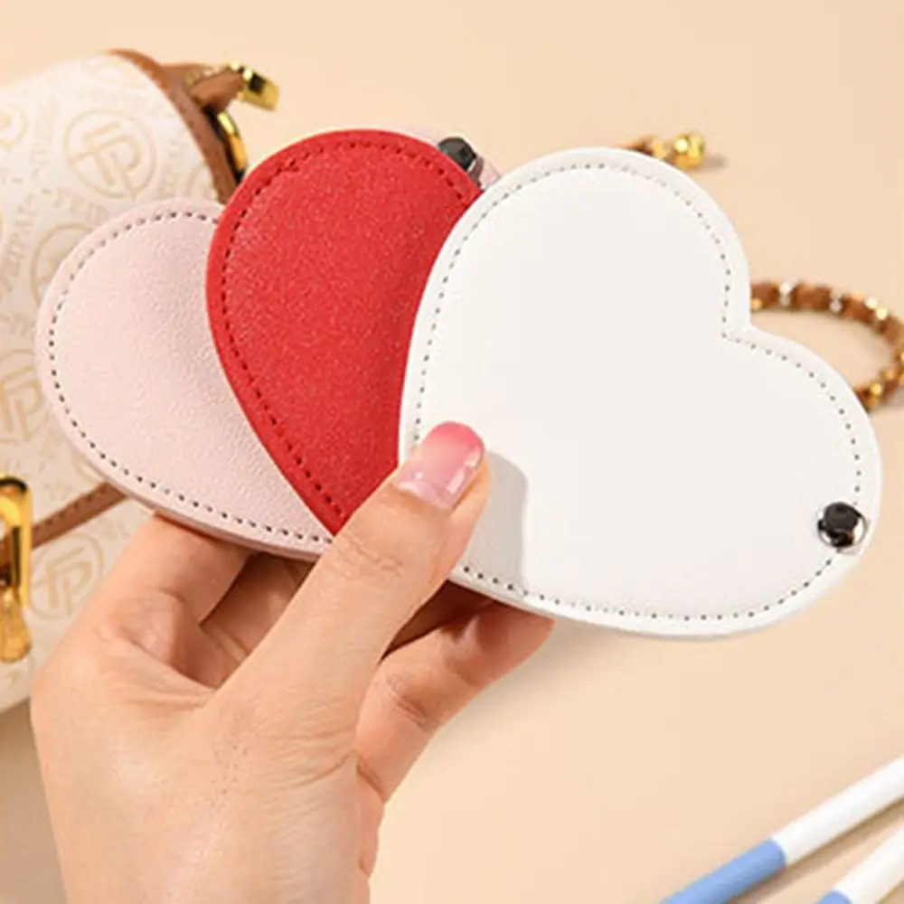 1Pcs Heart Compact Mirror Cute Stainless Steel Makeup Mirror Mini Travel Portable Pocket Daily Makeup Solid Color For Women