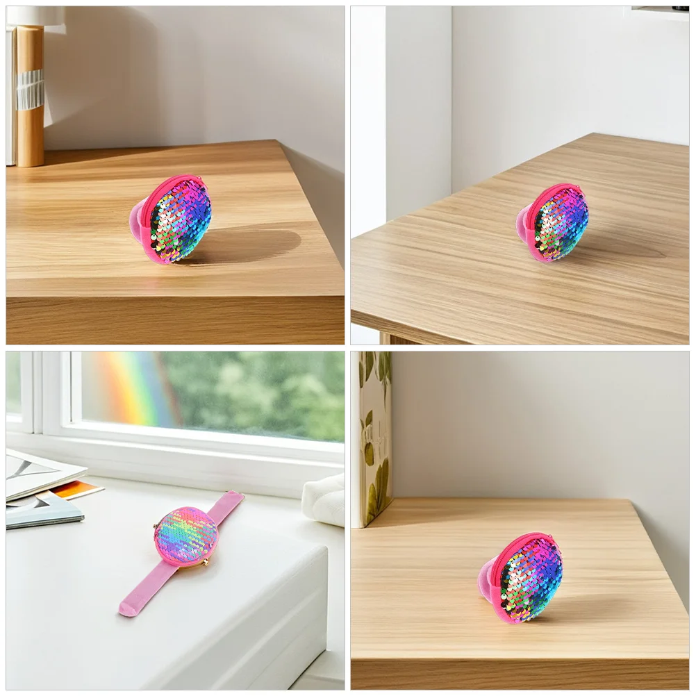 2 قطعة الاطفال الترتر صفعة سوار محفظة نسائية للعملات المعدنية قابل للتعديل معصمه اللون تغيير الترتر حفلة لصالح عيد الفصح أكياس العملات المعدنية الإبداعية #3