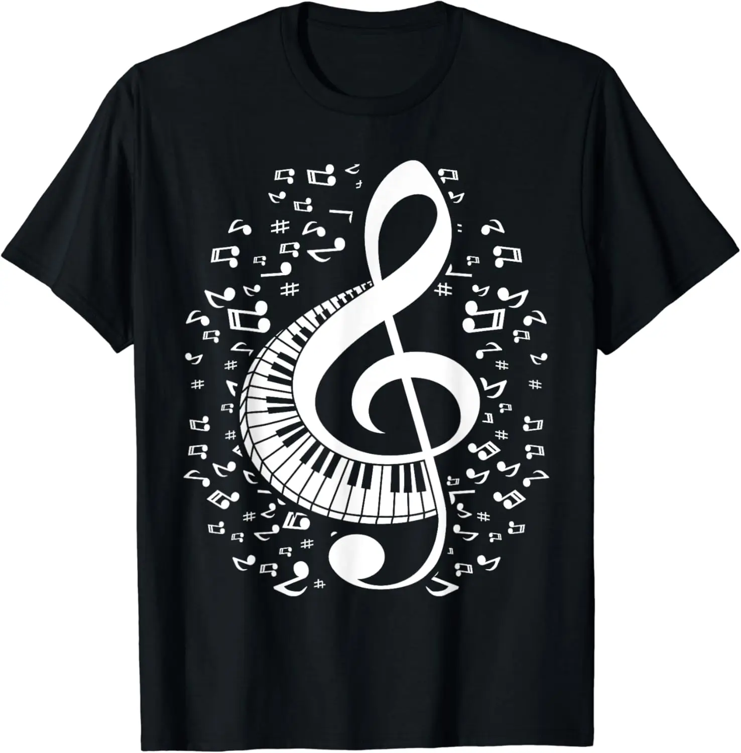 Treble Clef Keyboard Classical Music Notes Pianist Piano T-Shirt Men Women Clothes Oversized Cotton Tees