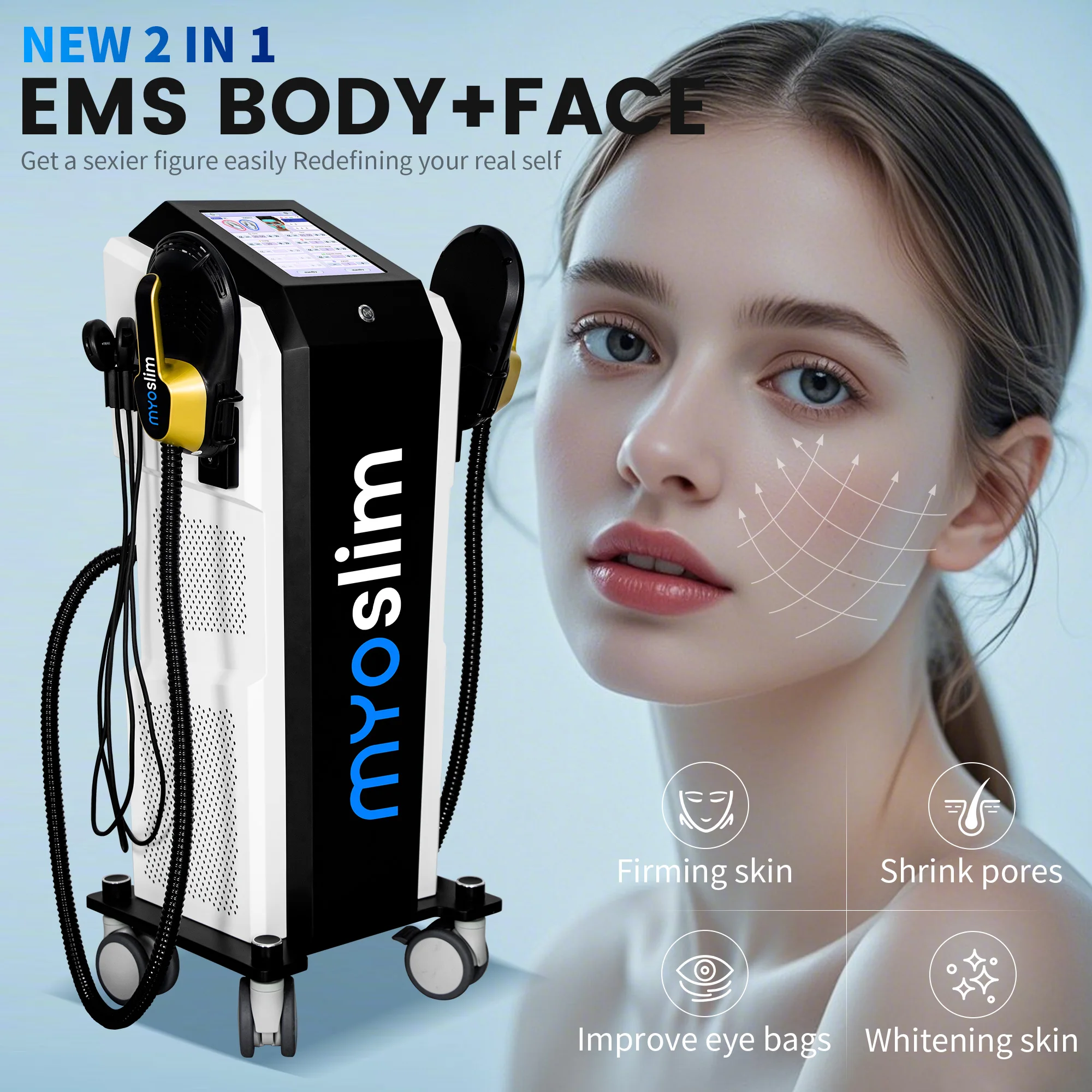 

EMS RF 2 in 1 Electromagnetic Muscle Enhancement and Slimming Device Non-invasive Face Lifting and Wrinkle Removal Beauty Salon
