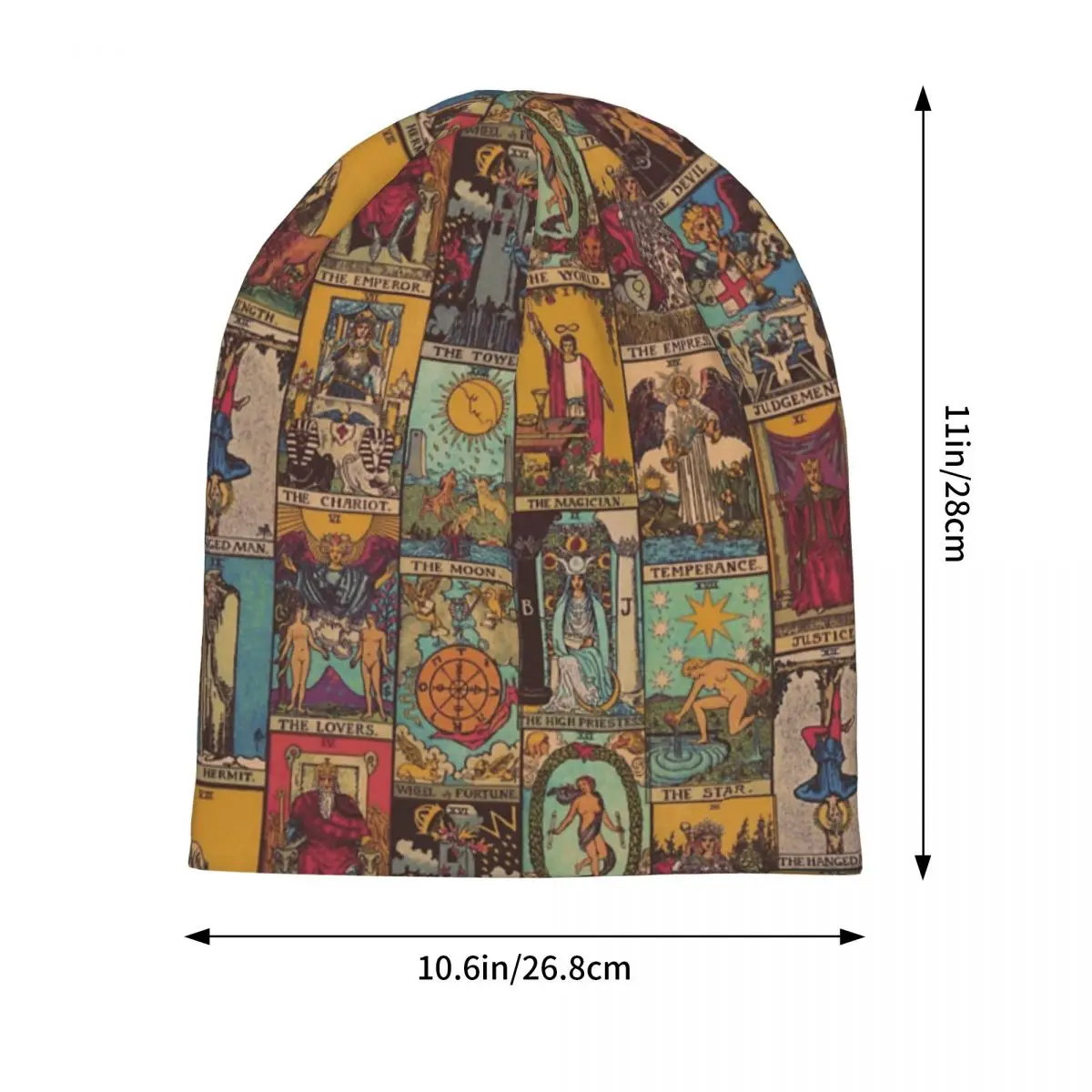 The Major Arcana Of Tarot Vintage Patchwork Warm Knitted Cap Hip Hop Bonnet Hat Autumn Winter Outdoor Beanies Hats for Men Women