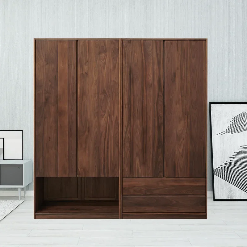 North American black walnut, simple and modern new Chinese bedroom storage wardrobe