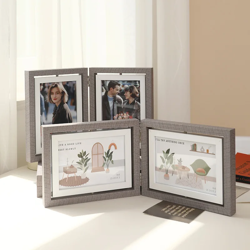6/7 Inch Double-sided Rotating Photo Frame. Bedroom 2 Folding Display Stand. Couple's Photo as a Birthday Gift Display Stand