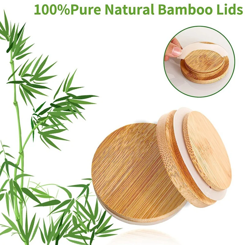 Wooden Mason Jar Lids, 8 Pcs Bamboo Wooden Storage Lids Regular Mouth, Reusable Ball Wooden Lids For Mason Jars 70Mm