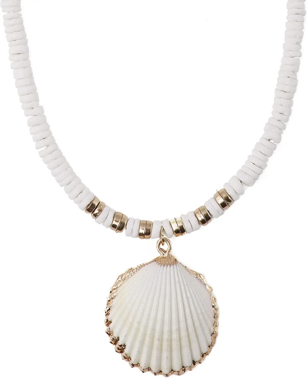 

Bohemian White Seashell Necklace Summer Beach Shell Charm Necklace Gifts for Women