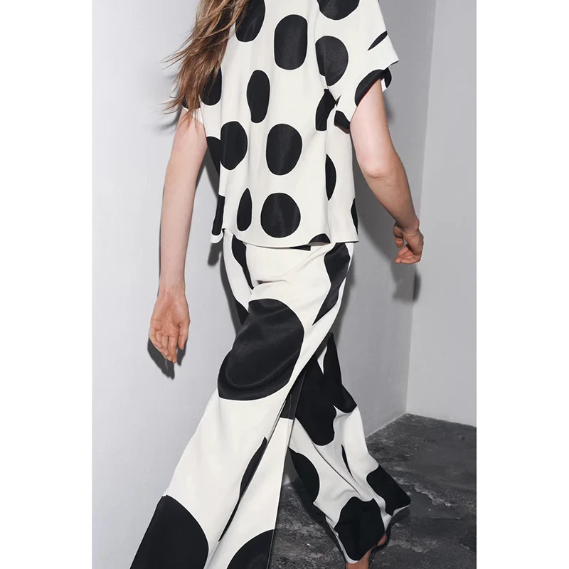 

Casual Wide Leg Pants Floral Print ort Sve round Ne Top Linen Blend Summer Faion Set Women's Ensemble Long Pants