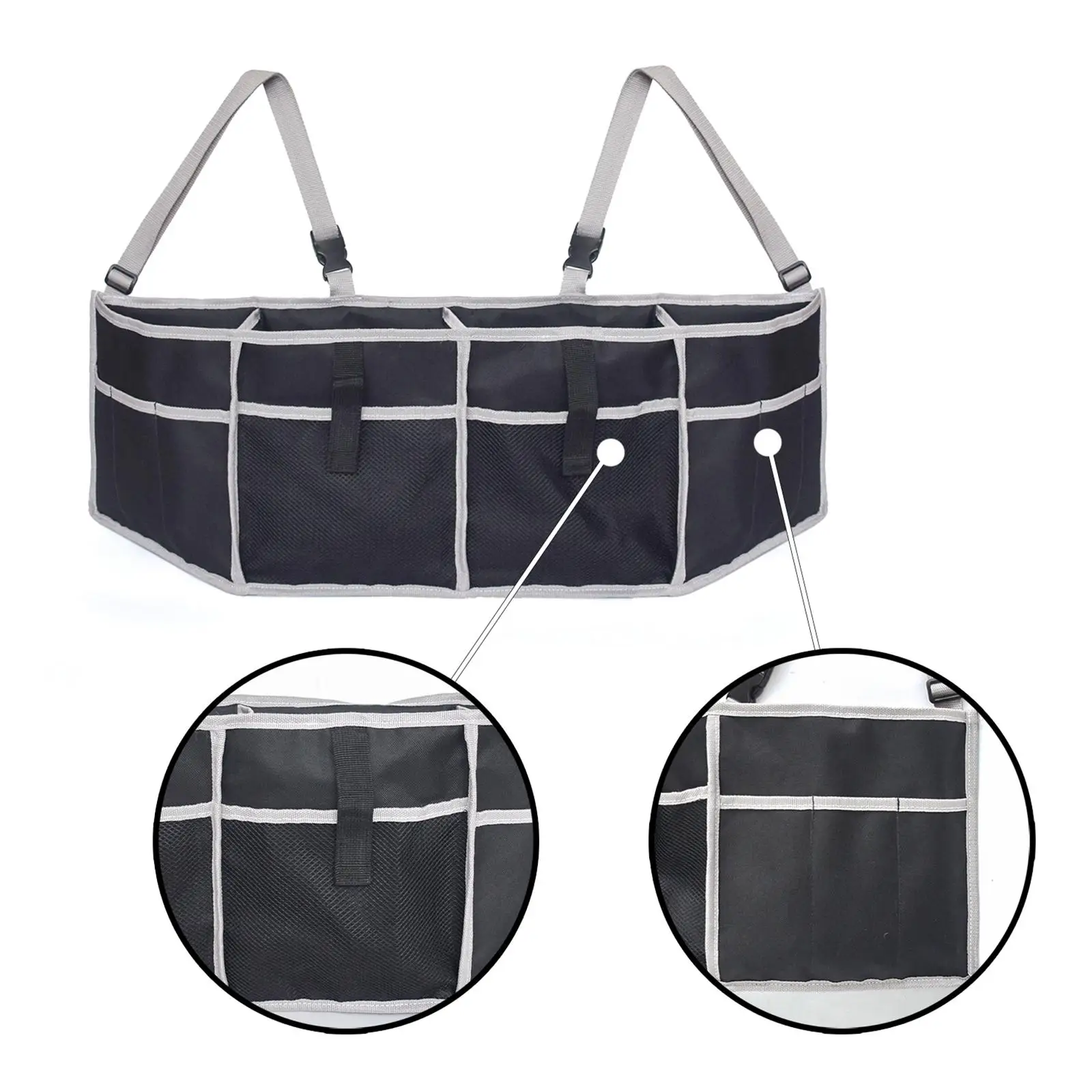 Car Backseat Storage Bag Trunk Organizer Adjustable Strap Auto Interior Accessory Scratch Resistant Versatile Foldable