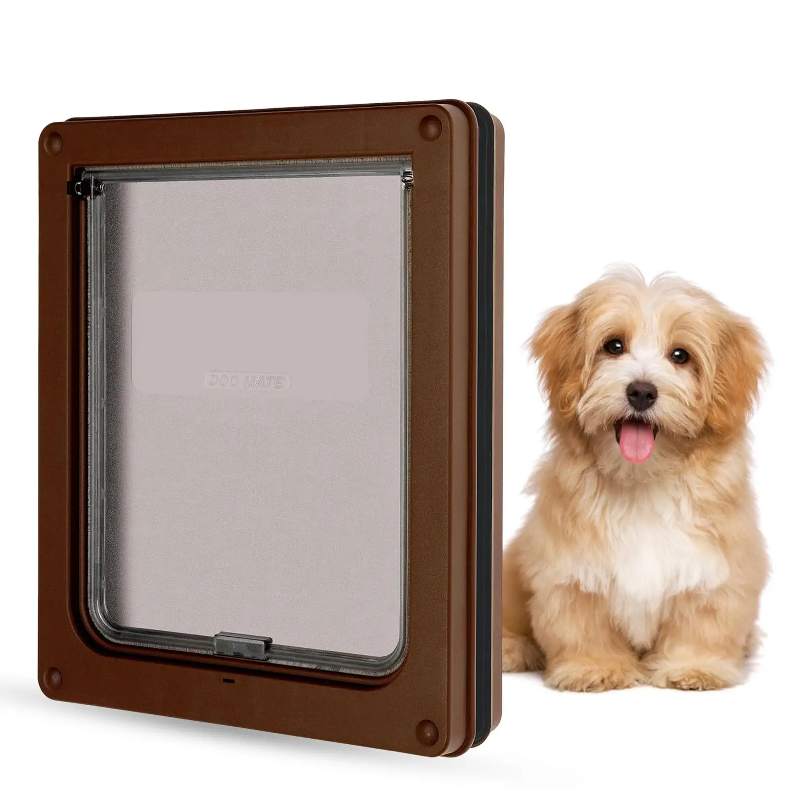 Pet Dog Flap Door Locking Easy to Install Entry Vertical Plastic Gate for Exterior Cats Screen Door Medium Small Pet Kitten