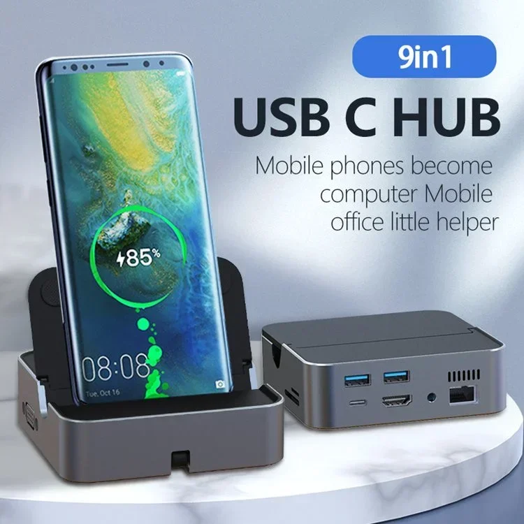 

Type-C Docking Station Laptop Mobile Phone Switch Dex Expansion Dock USB C HUB HDMI 4K VGA TF SD RJ45 USB3.0 Adapter for Macbook