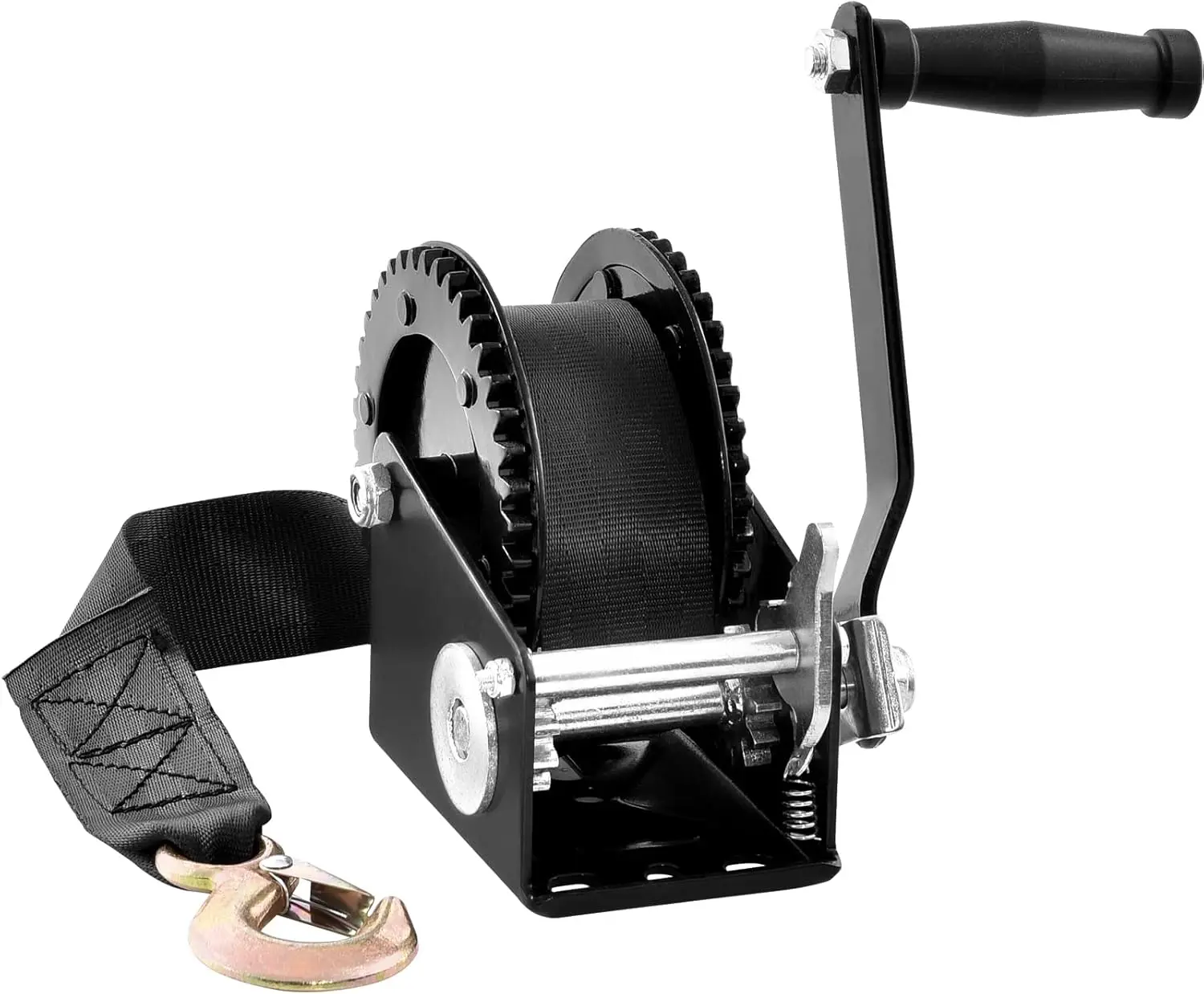 

Hand Winch, 2000 lbs Pulling Capacity, Boat Trailer Winch Heavy Duty Rope Crank with 23 ft Polyester Strap and Two-Way Ratche