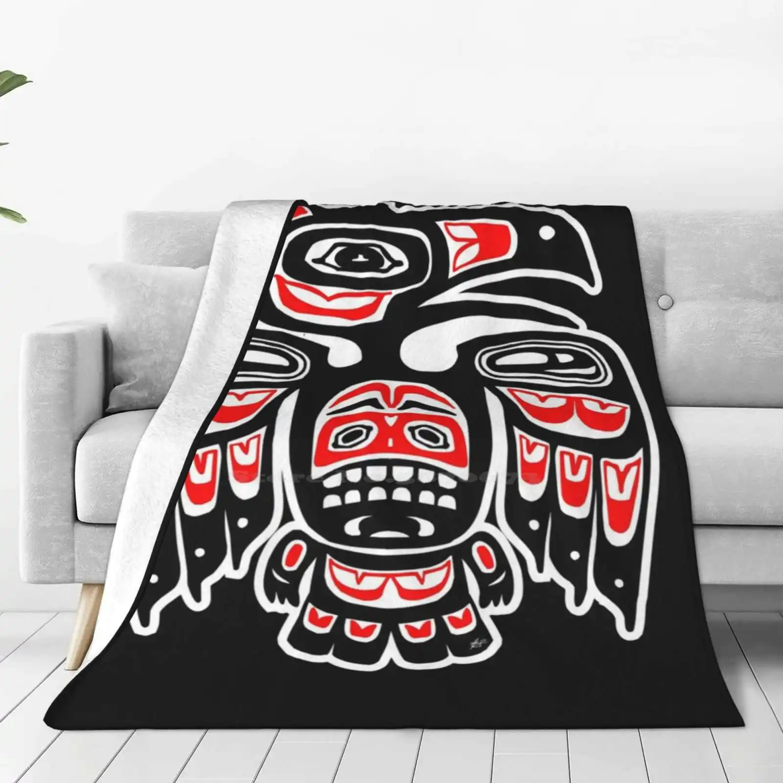 Alaskan Eagle Trend Style Funny Fashion Soft Throw Blanket Inuit Tlingit Alaska Seattle Pacific North West Tribe Indian Wisdom