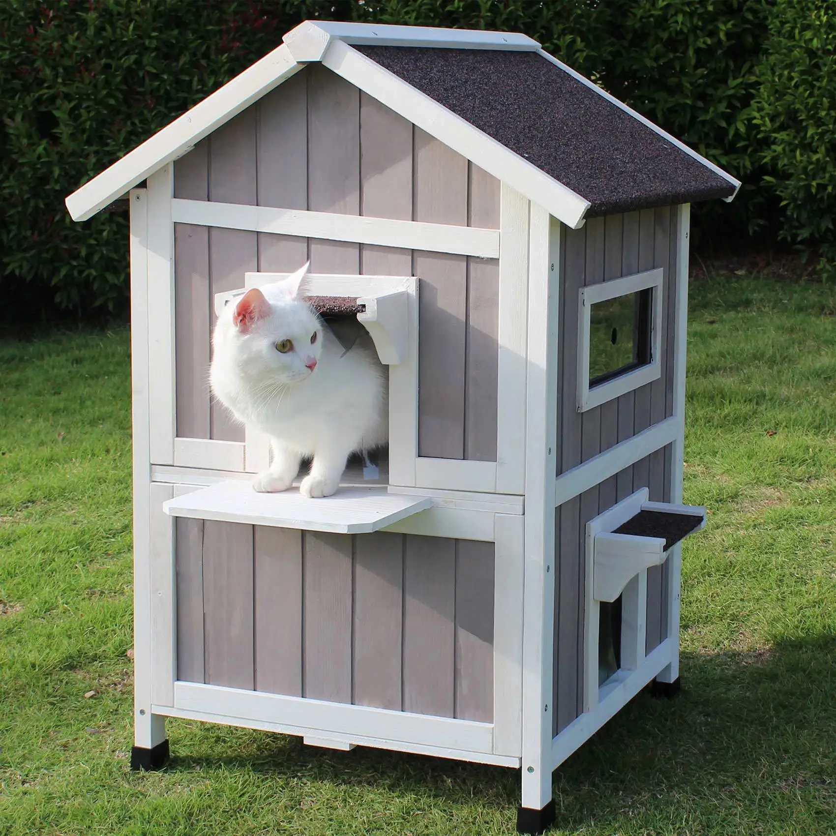 

Outdoor solid wood cat house villa cat climbing frame double-layer household all-season wooden