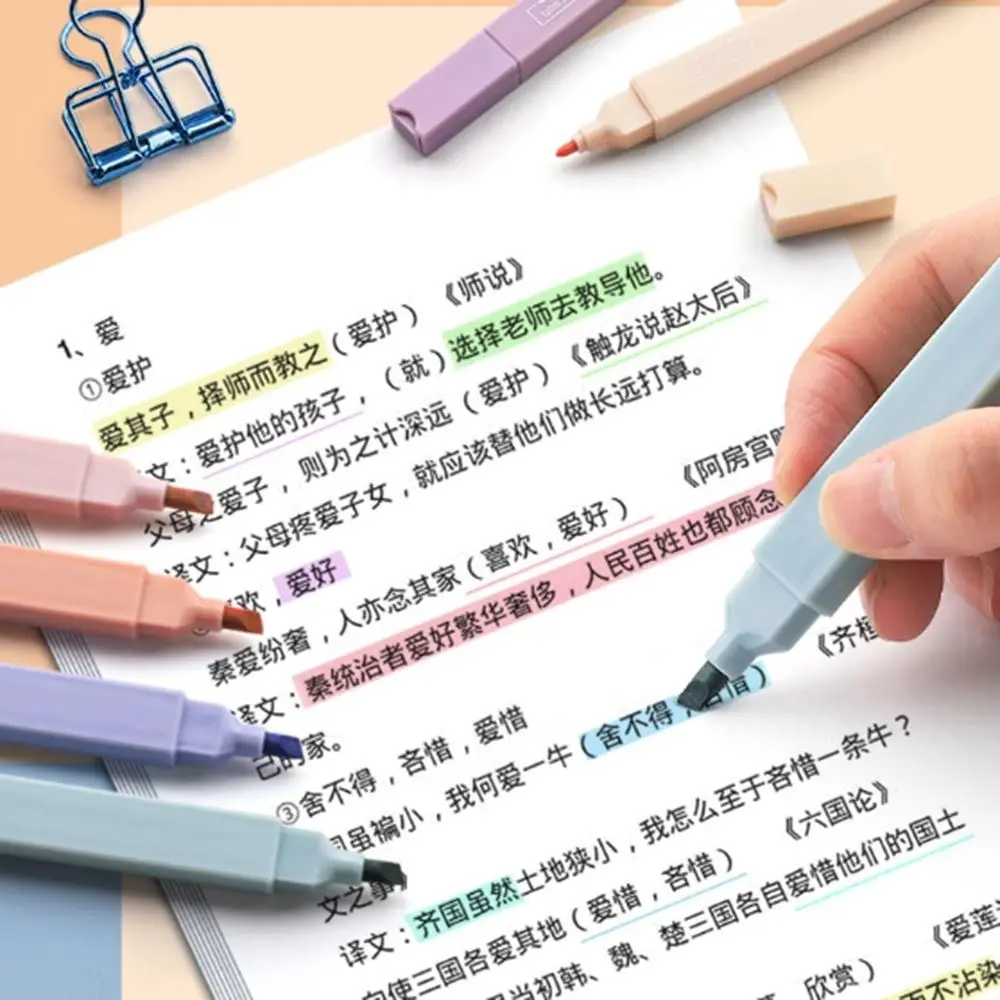 

6Pcs/Set Double Headed Pastel Highlighters Colorful Soft Tip Highlighters Pens Drawing Marker Pens School Office Supplies