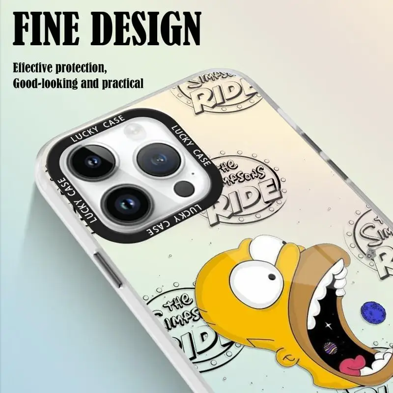 Disney Funny Cartoon Simpson Family Phone Case For Apple iPhone 15 11 13 14 Pro Max 12 14 Plus Matte Gradient Color Laser Coque