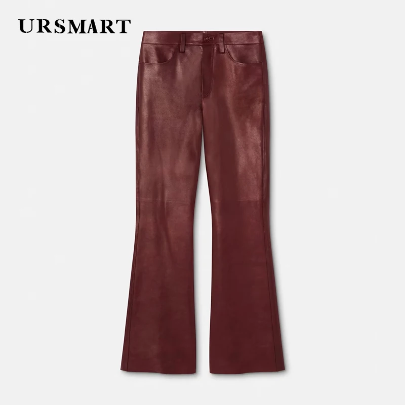 

High quality genuine leather men's wide leg pants spring and autumn new products British fashion custom sheepskin pants for men