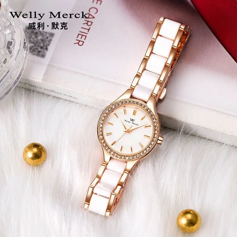 Orologio da donna ufficiale autentico Welly Merck, orologi al quarzo alla moda di fascia alta da donna