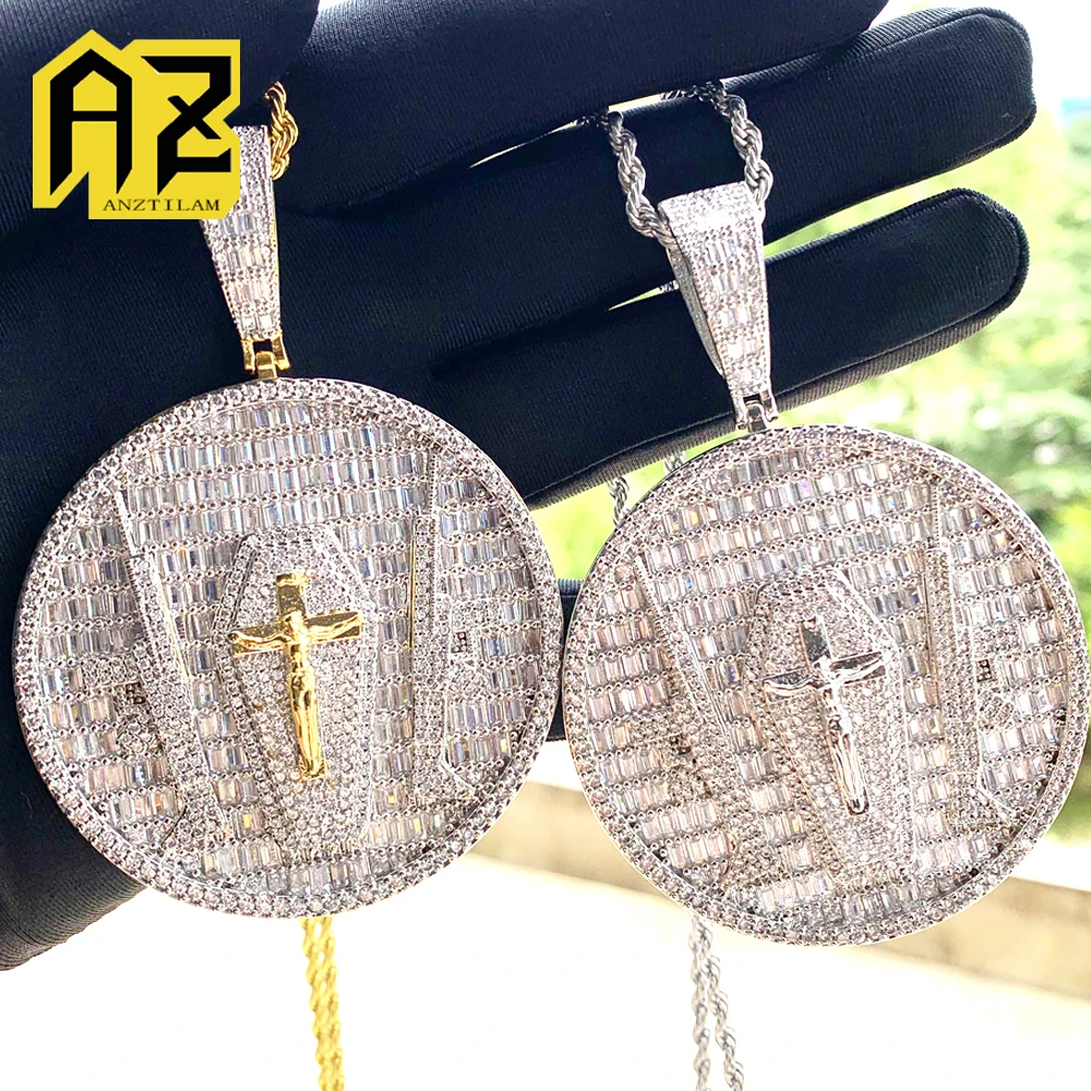 

Anztilam Hip Hop Iced Out Pendant Necklaces For Men Women AAA Zircon Bling Punk Jewelry Free Shipping