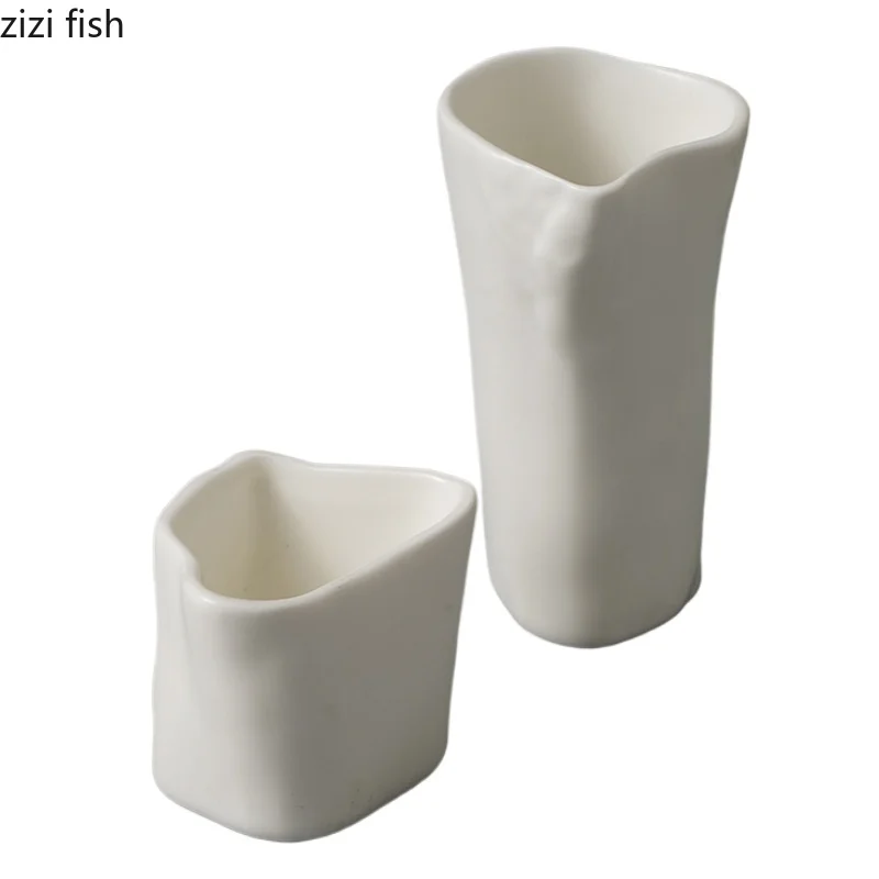 أدوات طاولة سيراميك غير منتظمة ، قوارب مرق بلون صلب ، وعاء ستيك إبداعي ، كوب صلصة ، أكواب حليب ، تخصص مطعم ، ستيك