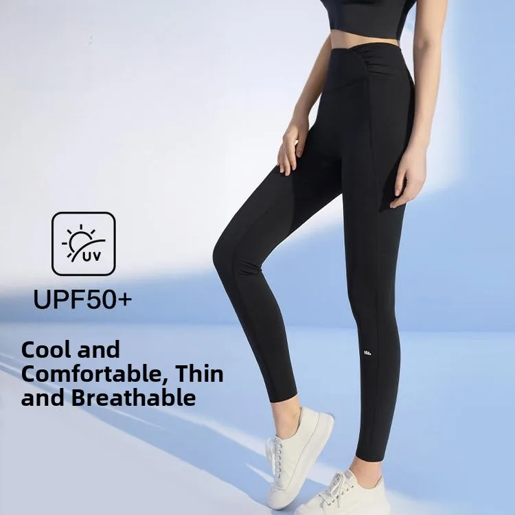 

ark Skin Yoga Pants Women's Thin Base Layer Pants Tummy Control Butt Lifting Yoga Tights Banana Le ape a Fitn