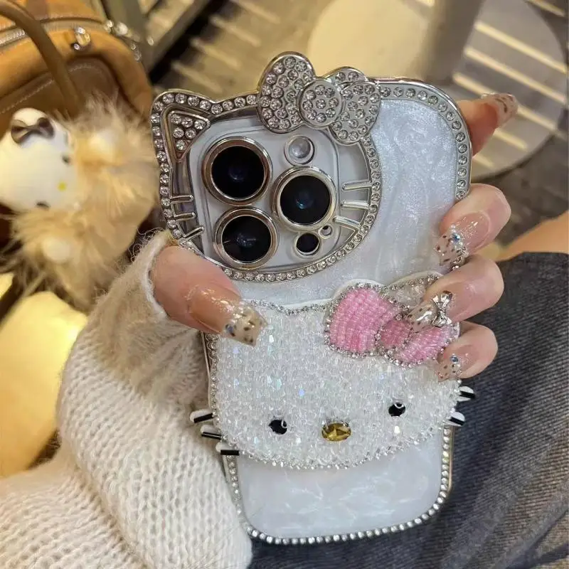 Sanrio Hello Kitty Phone Case Student Anime Cartoon Iphone16/15/14 Pro Max Girl Cute Kawaii Anti Fall Phone Case Birthday Gift