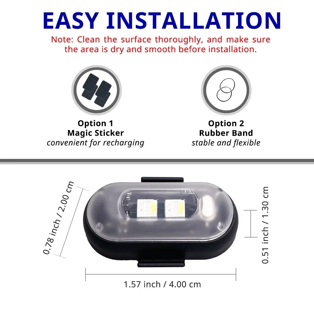 Remote Control Footwell Lights Rechargeable RGB LED StrobeLight Wireless 8 Colors Custom Lighting, Exterior Interior Decorative