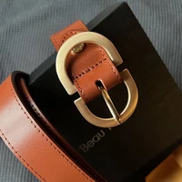 BEAUTODAY Belt Women Genuine Cow Leather Metal Oval Buckle Retro Simple Solid Ladies Jeans Dress Waistband Handmade 91012 - Image 5