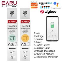 1P TUYA APP Zigbee WIFI Smart Energy Power Consumption kWh Meter Circuit Breaker Time Relay Switch Voltage Protection