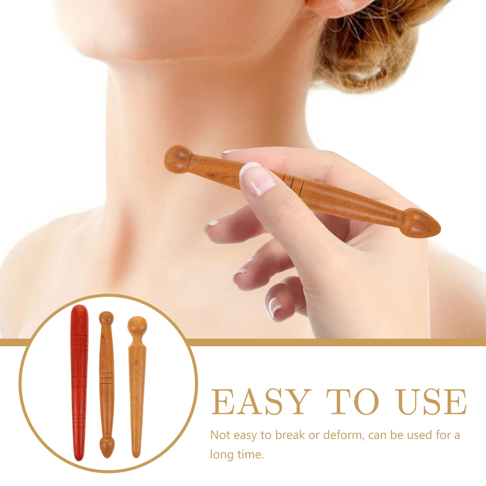 

3Pcs Wooden Reflexology Stick Set Premium Foot Massage Pens for Hand Head Whole Body Relaxation and Acupoint Therapy